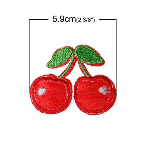 10 Pcs Cherry Embroidered Cloth Iron on Patches Appliques 5.9cm - Sexy Sparkles Fashion Jewelry - 2