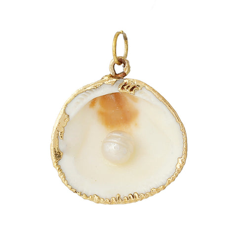 5 Pc Natural Shell Fan Shape Charm Pendant 3cm X 2.5cm - Sexy Sparkles Fashion Jewelry - 2