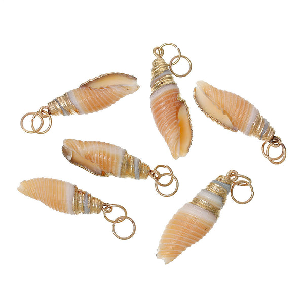 1 Pc Natural Horn Shell Shape Charm Pendant 4.7cm x 1.1cm(1 7/8" x 3/8") - Sexy Sparkles Fashion Jewelry - 1