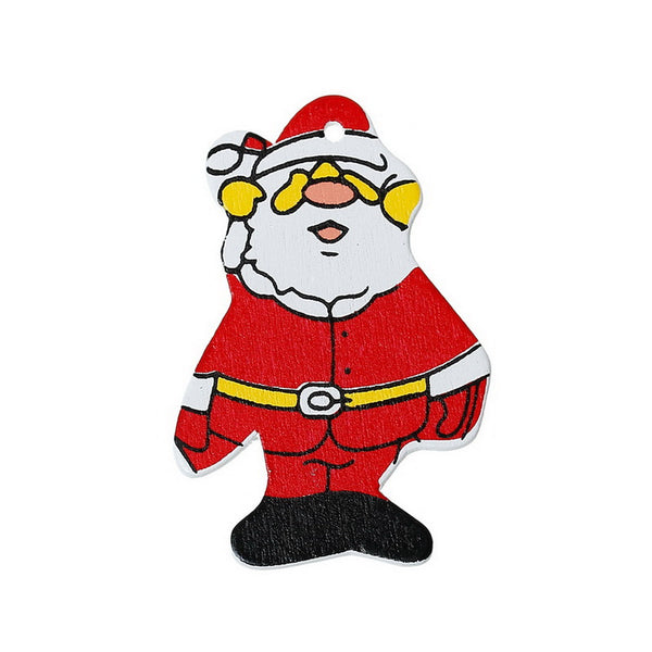 20 Pcs Christmas Red Santa Claus Wood Charm Pendants 41mm - Sexy Sparkles Fashion Jewelry - 1