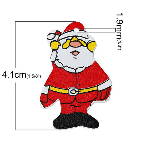 20 Pcs Christmas Red Santa Claus Wood Charm Pendants 41mm - Sexy Sparkles Fashion Jewelry - 2