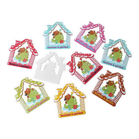 10 Pcs Christmas Tree Snowhouse Wood Charm Pendants Assorted Colors 6.6cm - Sexy Sparkles Fashion Jewelry - 1