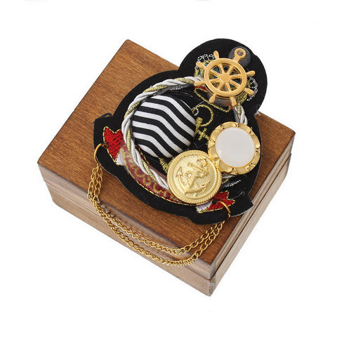 1 Pc Retro Badge Brooch Shield Anchor Black with Metal Chain Buttons Findings... - Sexy Sparkles Fashion Jewelry - 3