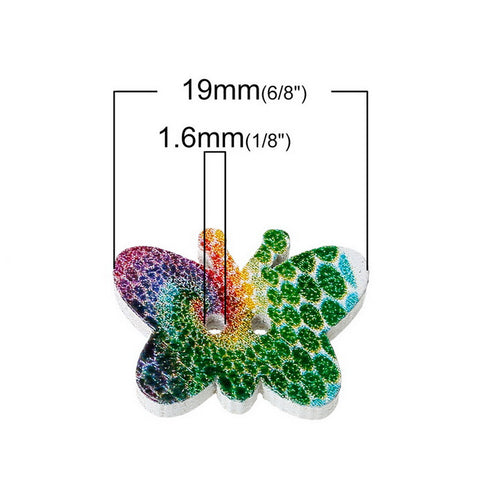 10 Pcs Butterfly Wood Buttons Assorted Colors and Patterns 19mm - Sexy Sparkles Fashion Jewelry - 3