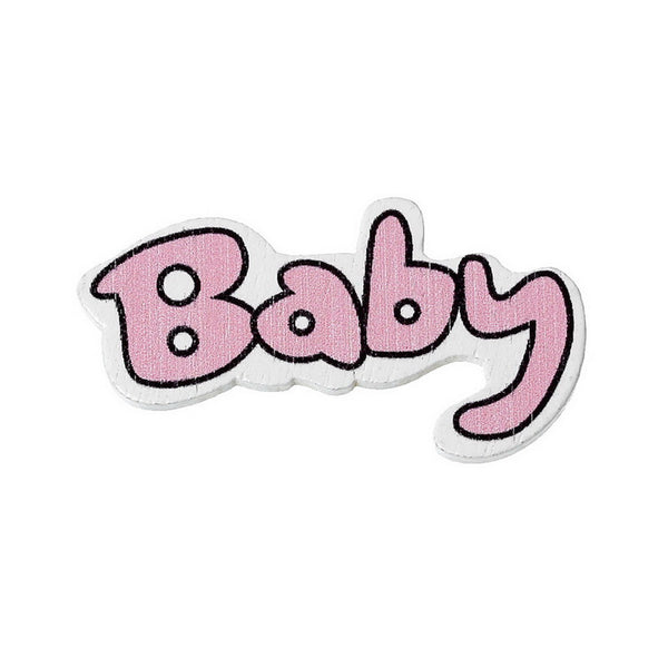 Sexy Sparkle 10 Pcs "Baby" Pink Wood Embellishments Scrapbooking Findings Baby Shower Deco...