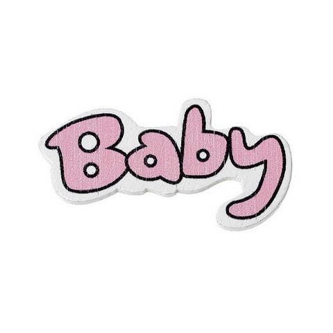 10 Pcs "Baby" Pink Wood Embellishments Scrapbooking Findings Baby Shower Deco... - Sexy Sparkles Fashion Jewelry - 1
