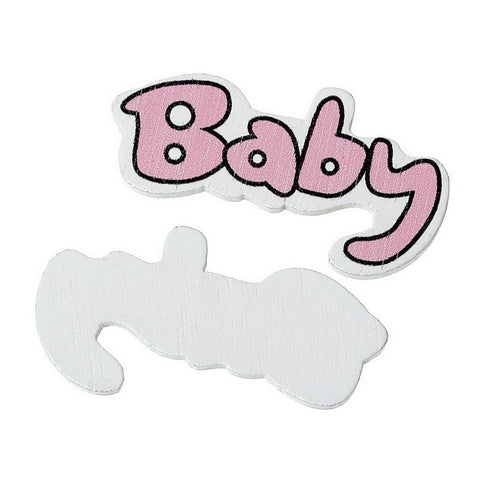 10 Pcs "Baby" Pink Wood Embellishments Scrapbooking Findings Baby Shower Deco... - Sexy Sparkles Fashion Jewelry - 3