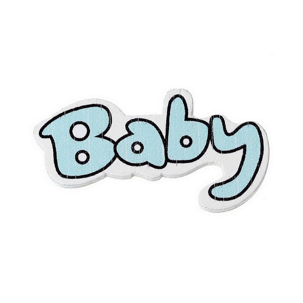 Sexy Sparkles 10 Pcs "Baby" Blue Wood Embellishments Scrapbooking Findings Baby Shower Deco...