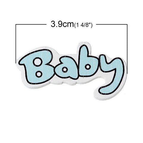 10 Pcs "Baby" Blue Wood Embellishments Scrapbooking Findings Baby Shower Deco... - Sexy Sparkles Fashion Jewelry - 2