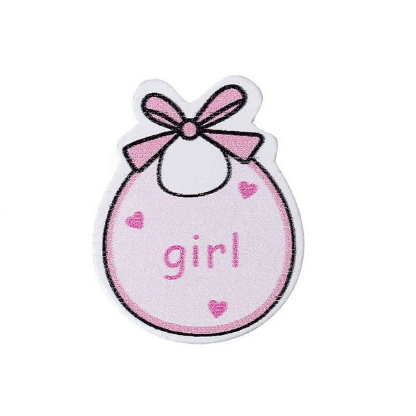 10 Pcs Baby Bib Pink "girl" Wood Embellishments Scrapbooking Findings Baby Sh... - Sexy Sparkles Fashion Jewelry - 1
