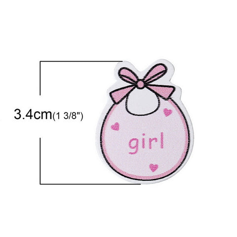10 Pcs Baby Bib Pink "girl" Wood Embellishments Scrapbooking Findings Baby Sh... - Sexy Sparkles Fashion Jewelry - 3