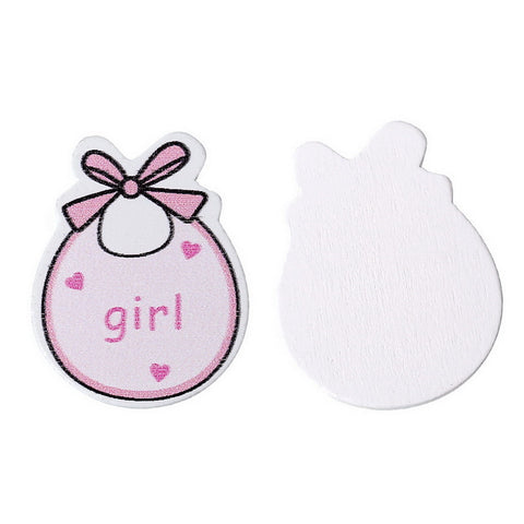 10 Pcs Baby Bib Pink "girl" Wood Embellishments Scrapbooking Findings Baby Sh... - Sexy Sparkles Fashion Jewelry - 2