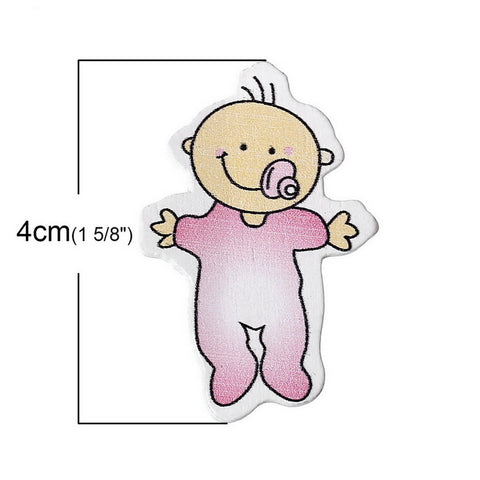 10 Pcs Baby Pink Wood Embellishments Scrapbooking Findings Baby Shower Decora... - Sexy Sparkles Fashion Jewelry - 2