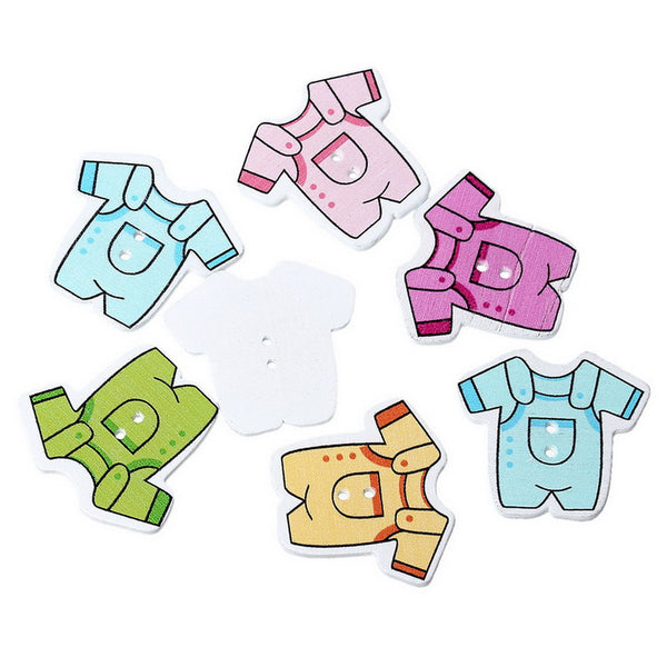 10 Pcs Baby Clothes Wood Buttons Scrapbooking Baby Shower Decorations Assorte... - Sexy Sparkles Fashion Jewelry - 1