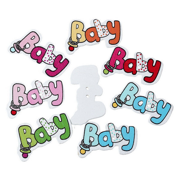 Sexy Sparkles 10 Pcs "Baby" Wood Buttons Scrapbooking Baby Shower Decorations Assorted Colo...
