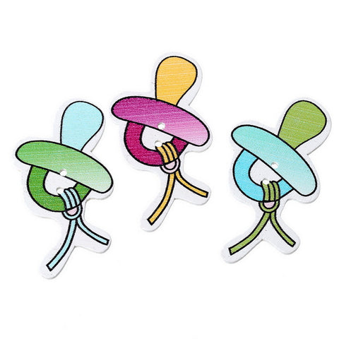 10 Pcs Baby Pacifier Wood Buttons Scrapbooking Baby Shower Decorations Assort... - Sexy Sparkles Fashion Jewelry - 3