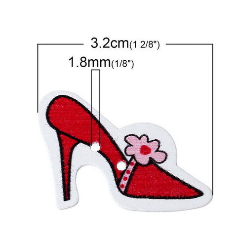 10 Pcs High Heel Shoes Wood Buttons Assorted Colors 3.2cm - Sexy Sparkles Fashion Jewelry - 2