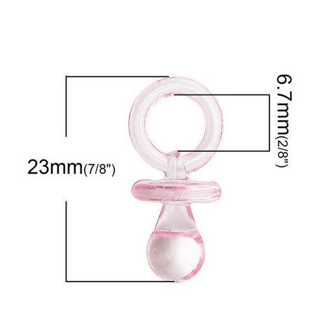 10 Pcs Baby Pink Pacifier Acrylic Charm Pendant 23mm(7/8") [Baby Product] - Sexy Sparkles Fashion Jewelry - 2