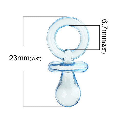 10 Pcs Baby Blue Pacifier Acrylic Charm Pendant 23mm(7/8") [Baby Product] - Sexy Sparkles Fashion Jewelry - 3
