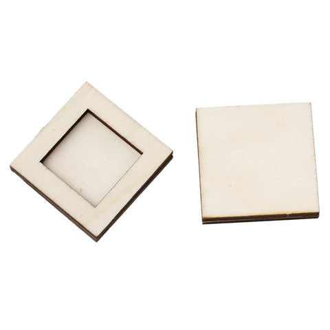 2 Pcs Square Natural Wood Embellishment Cabochon Settings(fits 25mm)4cm - Sexy Sparkles Fashion Jewelry - 2