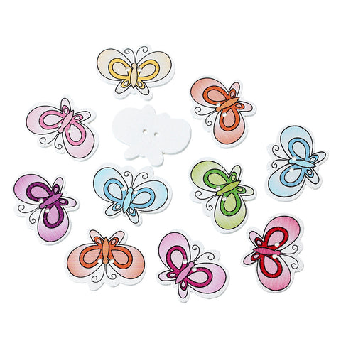 10 Pcs Butterfly Wood Buttons Assorted Colors 3.3cm - Sexy Sparkles Fashion Jewelry - 3