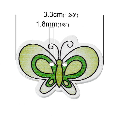 10 Pcs Butterfly Wood Buttons Assorted Colors 3.3cm - Sexy Sparkles Fashion Jewelry - 2