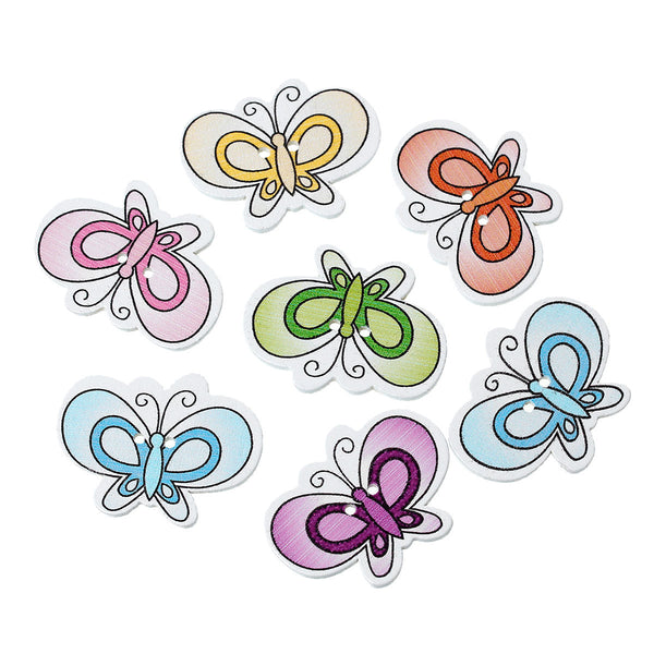 10 Pcs Butterfly Wood Buttons Assorted Colors 3.3cm - Sexy Sparkles Fashion Jewelry - 1