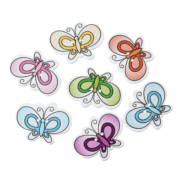 Sexy Sparkles 10 Pcs Butterfly Wood Buttons Assorted Colors 3.3cm