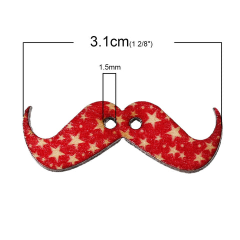 10 Pcs Mustache Wood Buttons Assorted Colors and Patterns 3.1cm - Sexy Sparkles Fashion Jewelry - 2