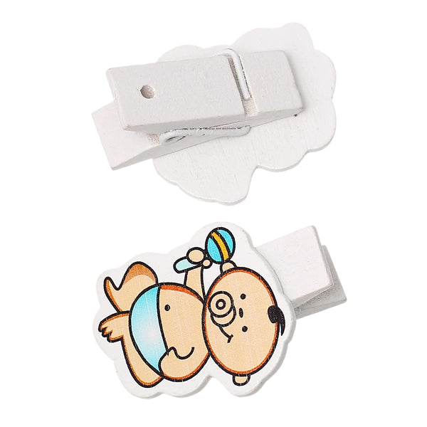 Sexy Sparkles 10 Pcs Wood Clothespin Clip with Wood Embellishments Baby Shower Decorations (Baby Boy Blue)