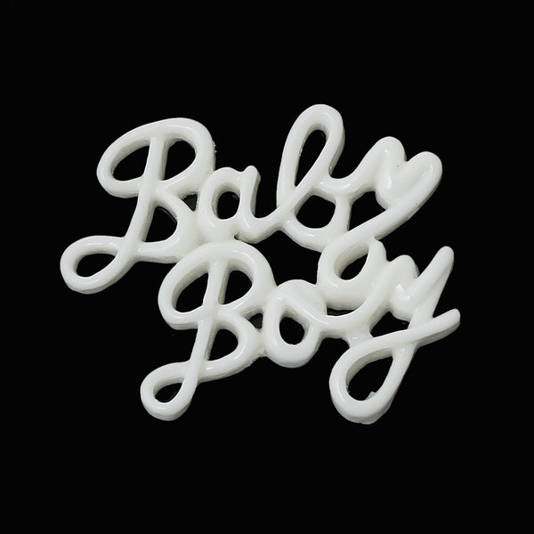 Sexy Sparkles 10 Pcs Resin Embellishments Findings Baby Letters 3cm X 24mm (White inch Baby Boyinch )