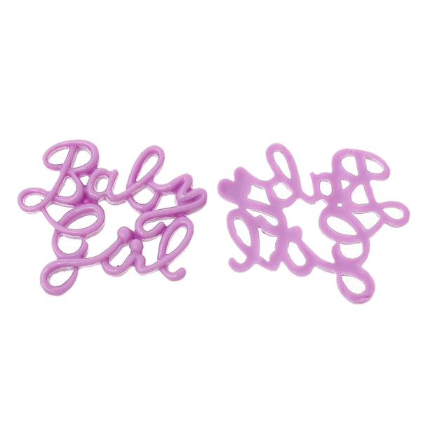 Sexy Sparkles 10 Pcs Resin Embellishments Findings Baby Letters 3cm X 24mm (Purple inch Baby Girlinch )