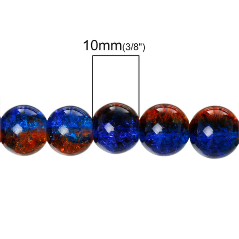 1 Strand Dark Blue & Red Brown Crackle Molted Glass Round Beads 10mm Dia,81cm... - Sexy Sparkles Fashion Jewelry - 3