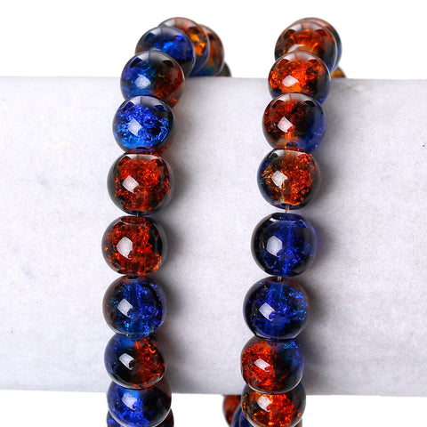 1 Strand Dark Blue & Red Brown Crackle Molted Glass Round Beads 10mm Dia,81cm... - Sexy Sparkles Fashion Jewelry - 2