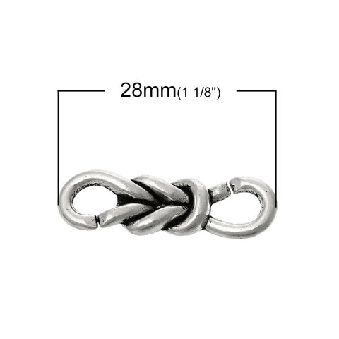 10 Pcs Twist Knot Connector Findings Antique Silver 28mm X 8mm - Sexy Sparkles Fashion Jewelry - 2