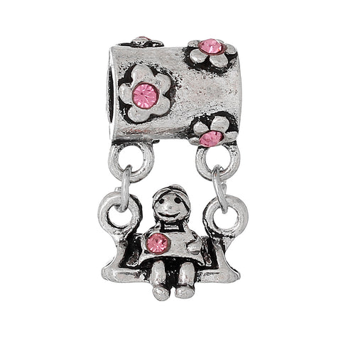 Little Girl On Swing Charm For Most European Snake Chain Bracelet - Sexy Sparkles Fashion Jewelry - 1