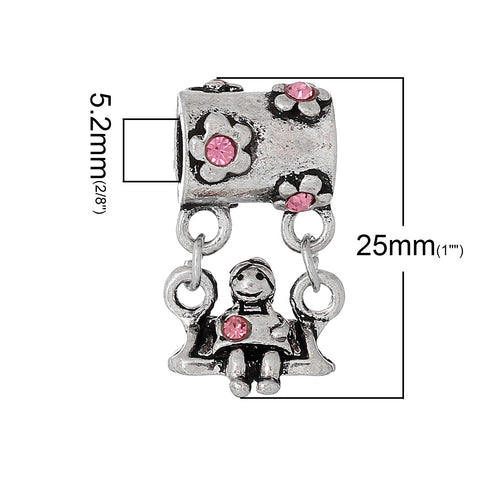Little Girl On Swing Charm For Most European Snake Chain Bracelet - Sexy Sparkles Fashion Jewelry - 2