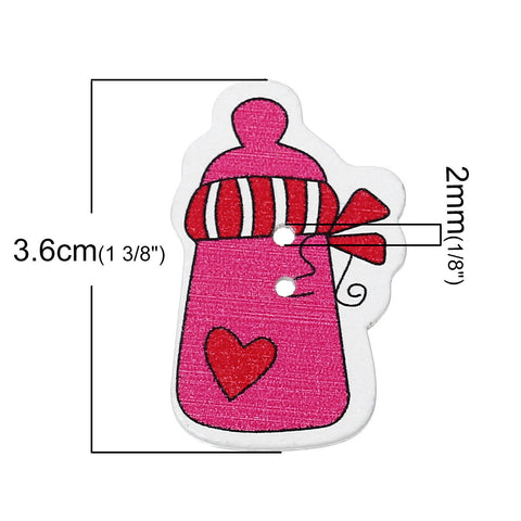 10 Pcs Baby Milk Bottle Wood Buttons Scrapbooking Baby Shower Decorations Ass... - Sexy Sparkles Fashion Jewelry - 2