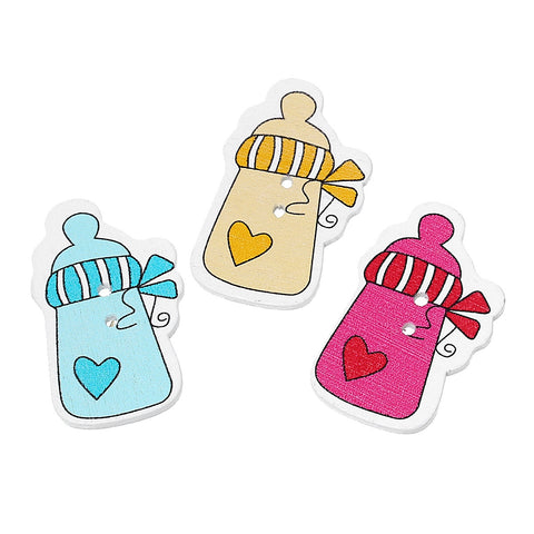 10 Pcs Baby Milk Bottle Wood Buttons Scrapbooking Baby Shower Decorations Ass... - Sexy Sparkles Fashion Jewelry - 3