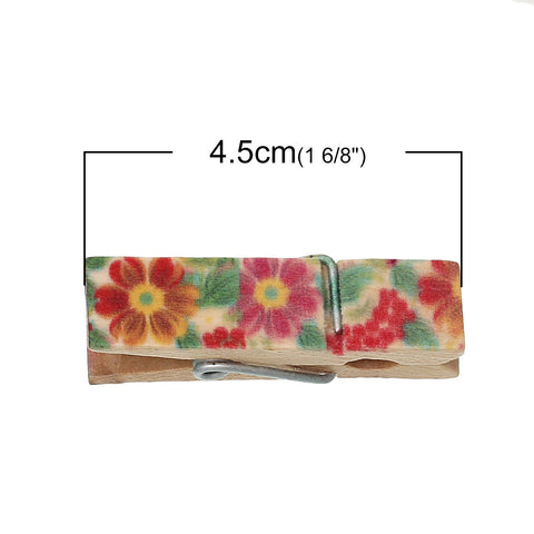 10 Pcs Wood Photo Hold Clothespin Clips Note Pegs Multicolor Flower Patterns ... - Sexy Sparkles Fashion Jewelry - 2