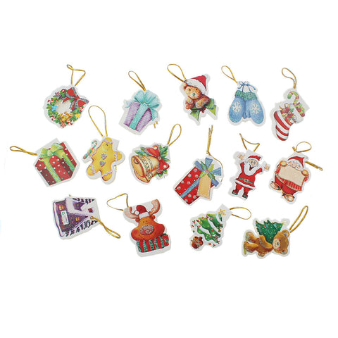 Paper Christmas Hanging Embellishments Findings Assorted Designs Approx. 216pcs - Sexy Sparkles Fashion Jewelry - 2