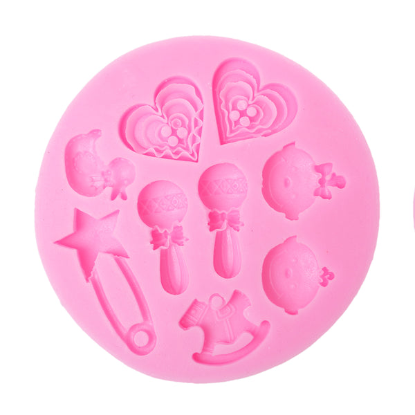 Sexy Sparkles Food Grade Silicone Fondant Cake Sugarcraft Clay Baby Shower Mold (Baby Girl Baby Boy Pink)