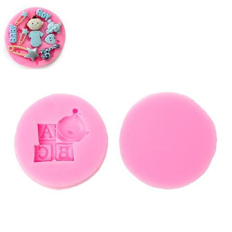 Sexy Sparkles Food Grade Silicone Fondant Cake Sugarcraft Clay Baby Shower Mold (ABC Baby Pink)