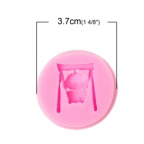 Sexy Sparkles Food Grade Silicone Fondant Cake Sugarcraft Clay Baby Shower Mold (Baby Swing Pink)