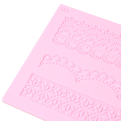 Sexy Sparkles Food Grade Silicone Fondant Cake Sugarcraft Clay Baby Shower Mold (Flower Lace Pink)