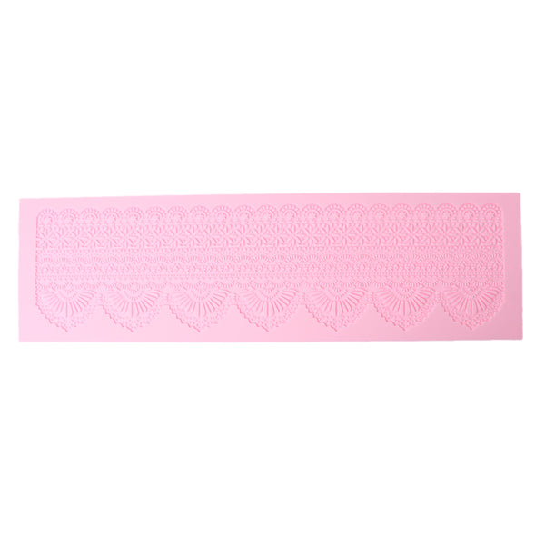 Sexy Sparkles Food Grade Silicone Fondant Cake Sugarcraft Clay Baby Shower Mold (Fan Lace Pink)