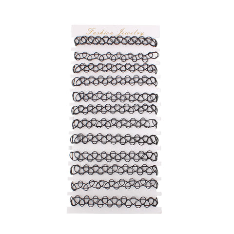 Nylon Tattoo Imitation Bracelets Black 20.0cm x 9.5cm, 1 Plate(Approx 12PCs/Plate) - Sexy Sparkles Fashion Jewelry - 1