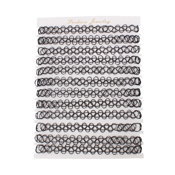 Sheet (approx. 12pcs) Black Nylon Tattoo Strech Choker Necklace Gothic 20cm x 9.5cm