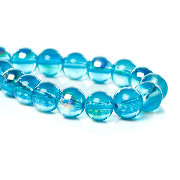 Sexy Sparkles 2 Strand Round Glass Loose Beads AB Colors 8mm approx. 104pcs/strand (Blue AB)