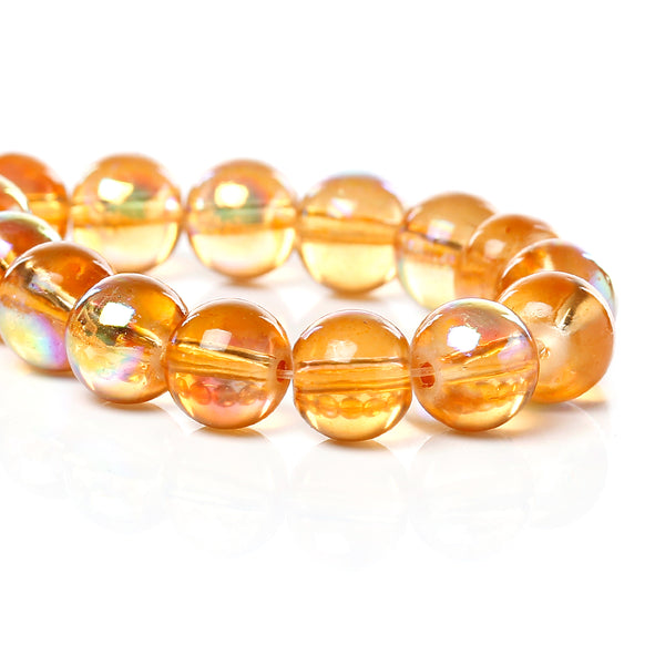 Sexy Sparkles 2 Strand Round Glass Loose Beads AB Colors 8mm approx. 104pcs/strand (Orange AB)